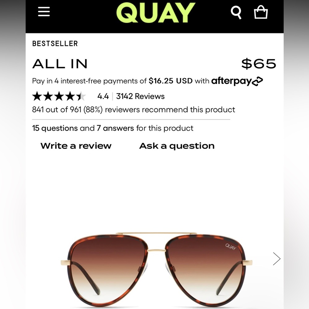 **NWT** Quay Australia “ALL IN” sunglasses